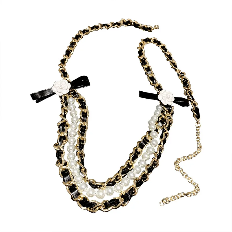 Top Trends: Korea Trendy Waist Chain Camellia Pearl Leather Accessories For Women Party Gift Shoppable Styles - Image 6