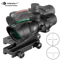 Fire Wolf  4X32 Tactical RifleScope Real Fiber Green Red Dot Illuminated