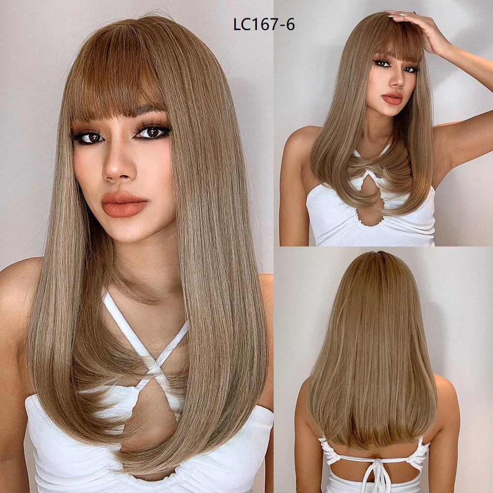 Top Trends: GEMMA Black Dark Brown Long Straight Bob Synthetic Wigs With Bangs Cosplay Party Daily Heat Resistant Hair Wigs For Black Women Shoppable Styles - Image 6