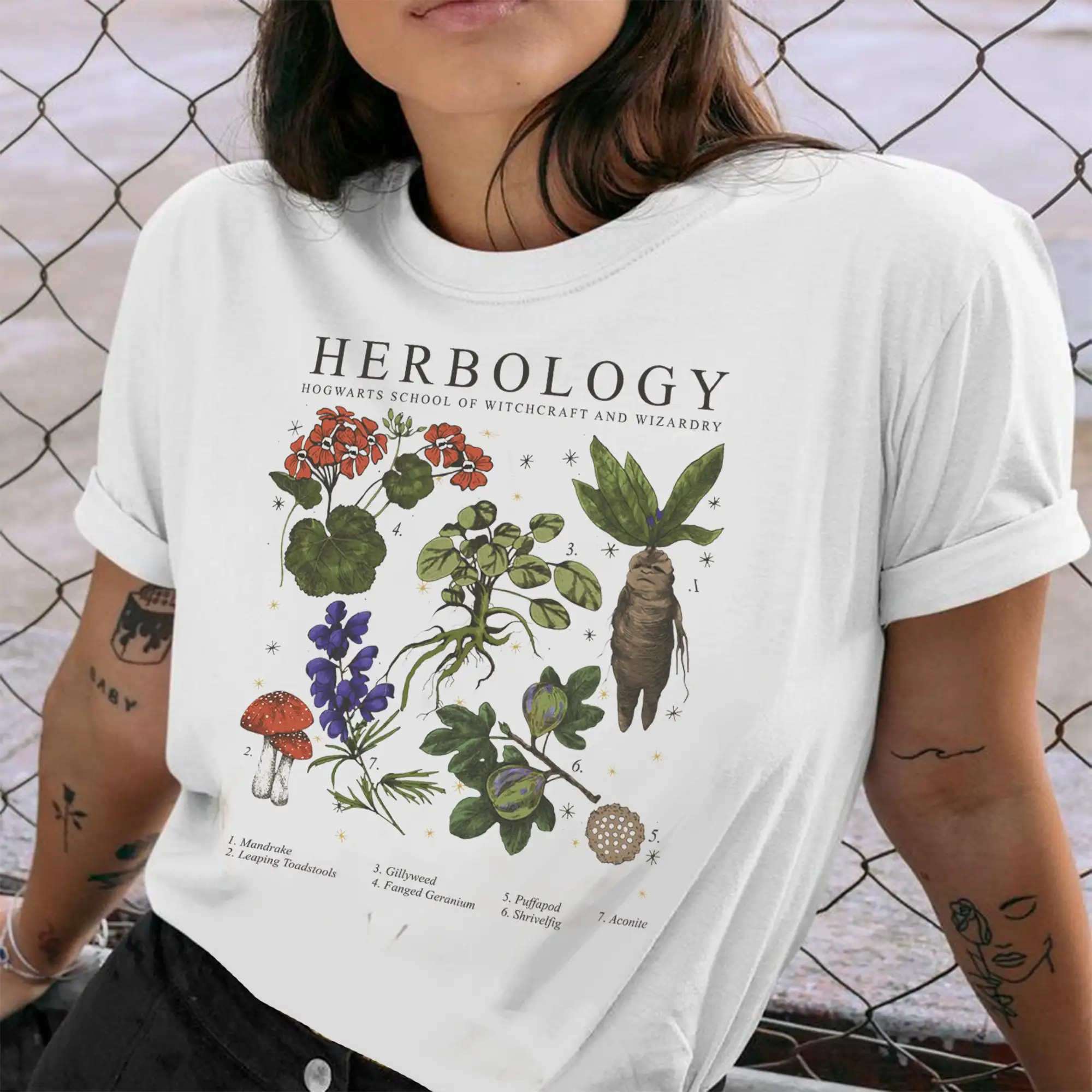 Top Trends: Casual Ladies Basic O-collar Herbology Plants Print Tops Women T-shirt Short Sleeved Women T-shirt Girl, Drop Ship Shoppable Styles