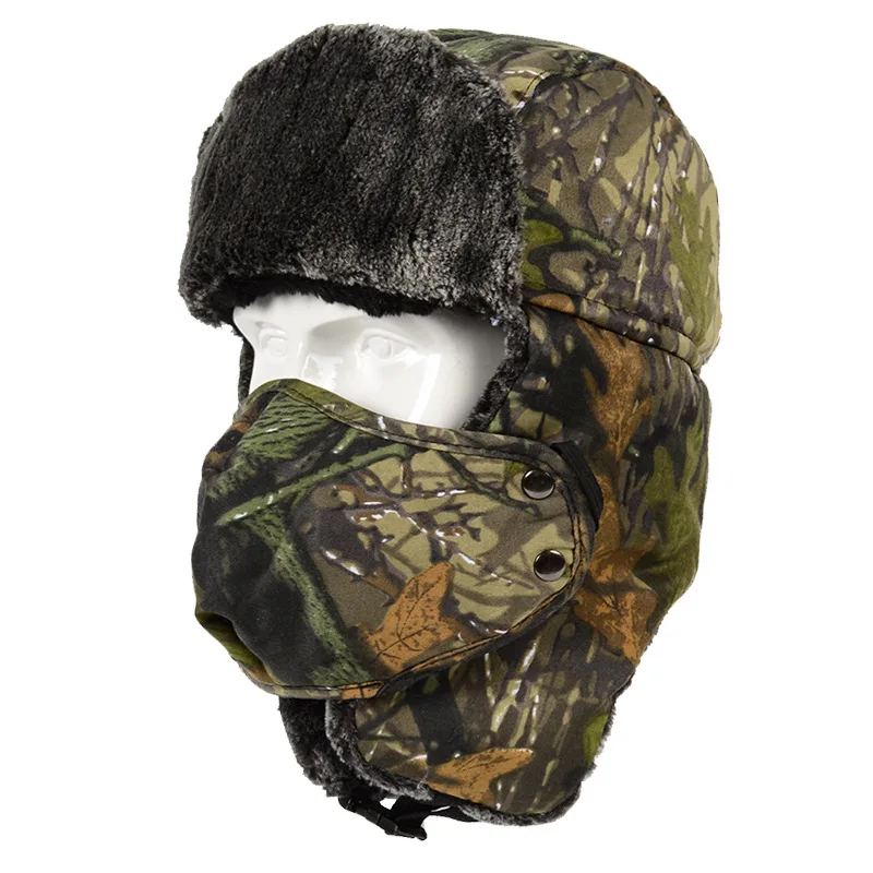 Top Trends: Camouflage Ushanka Outdoor Warm Cap Winter Thick Flight Trooper Hat Forest Camo Waterpoof Coldproof Hats Earflaps Mask Neck Flap Shoppable Styles - Image 5