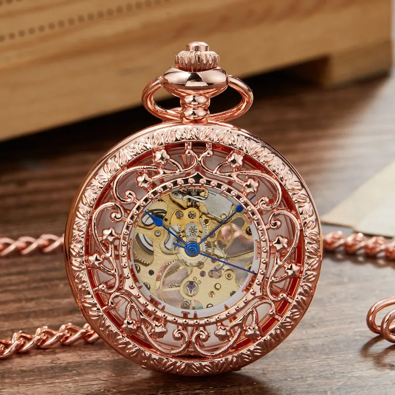 Top Trends: 2023 Mechanical Pocket Watch Steampunk Pendent Chains Gold Skeleton Hand-winding Fob Watch Men Women Xmas Gifts Shoppable Styles