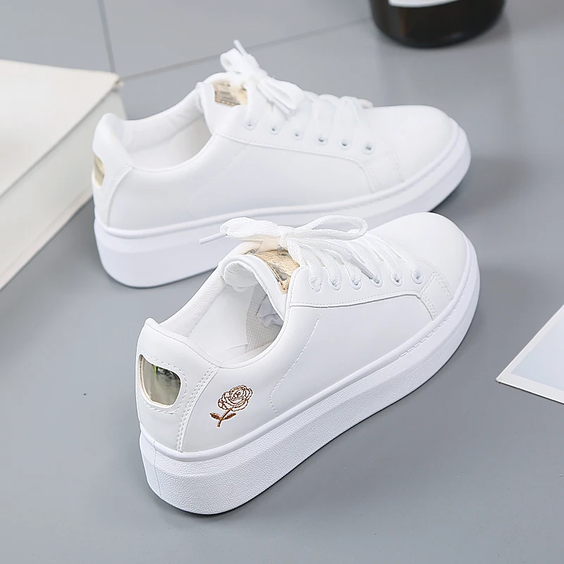 Top Trends: 2021 Women Casual Running Shoes New Spring Women Shoes Fashion Embroidered Small White Sneakers Breathable Flower Lace-Up Shoppable Styles