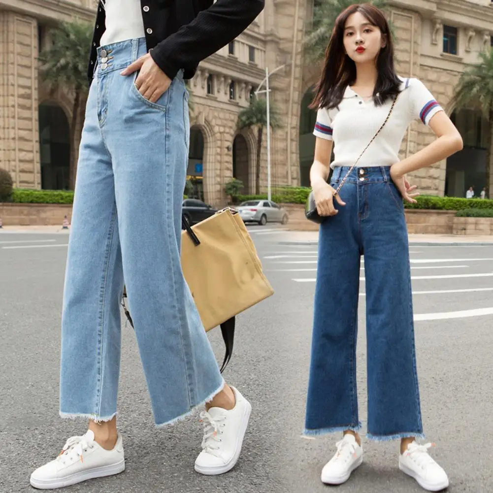 Top Trends: HOT SALES Women High Waist Straight Wide Leg Loose Denim Pants Jeans Ninth Trousers Shoppable Styles