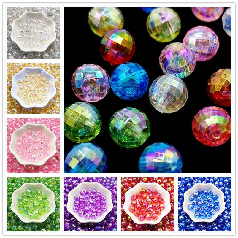 Top Trends: 6 / 810mm Transparent Electroplated Beads AB Color Facet Acrylic Beads Loose Spacer Beads For Jewelry Making DIY Bracelet Shoppable Styles