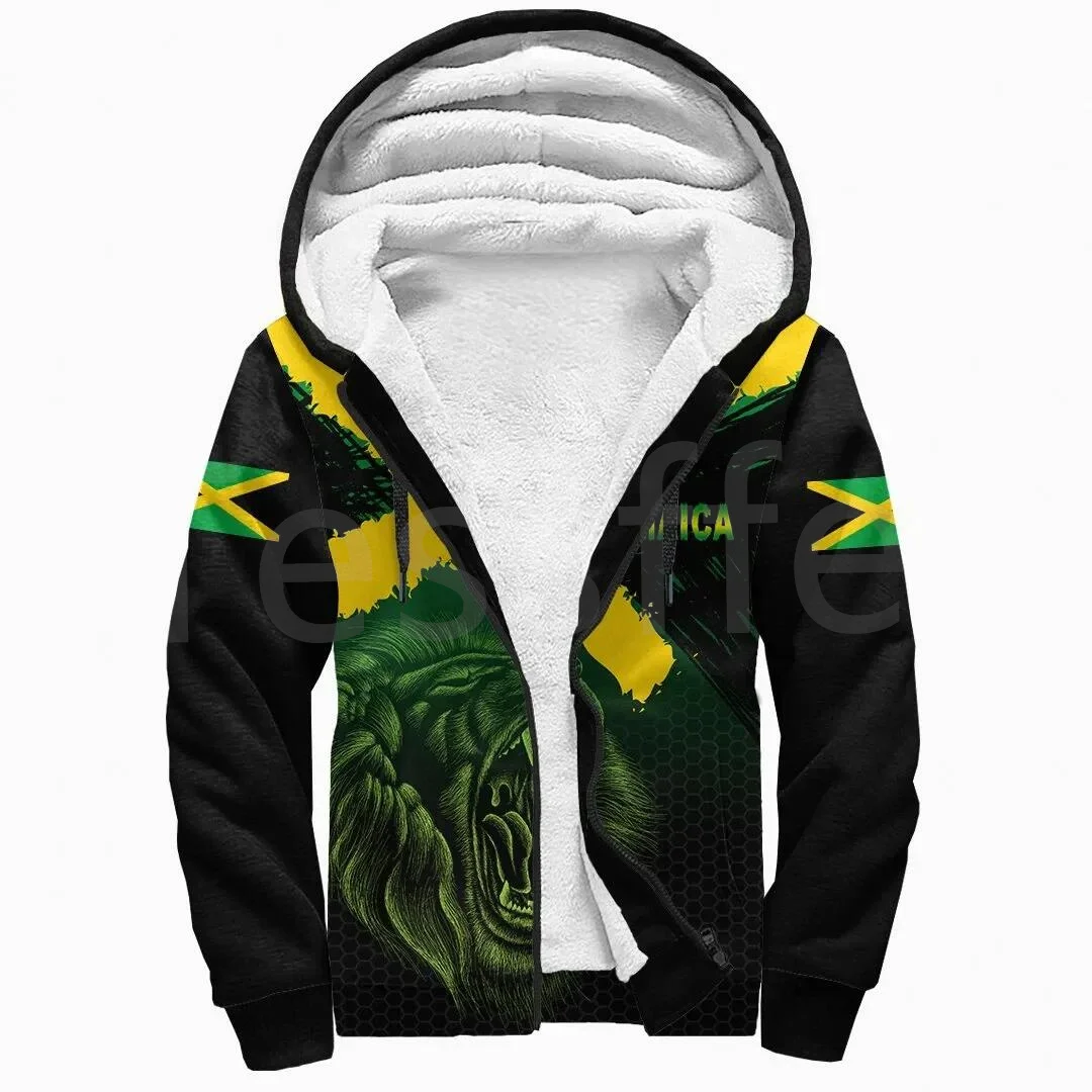 Top Trends: Tessffel Reggae County Flag Africa Jamaica King Emblem Lion 3DPrint Men / Women Winter Coat Zipper Fleece Hoodies Casual Jacket A1 Shoppable Styles