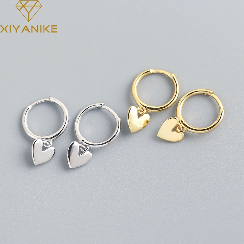 Top Trends: XIYANIKE Silver Color New Love Heart Hoop Earrings Female Fashion Cute Romantic Elegant Jewelry Couple Handmade Gifts Shoppable Styles