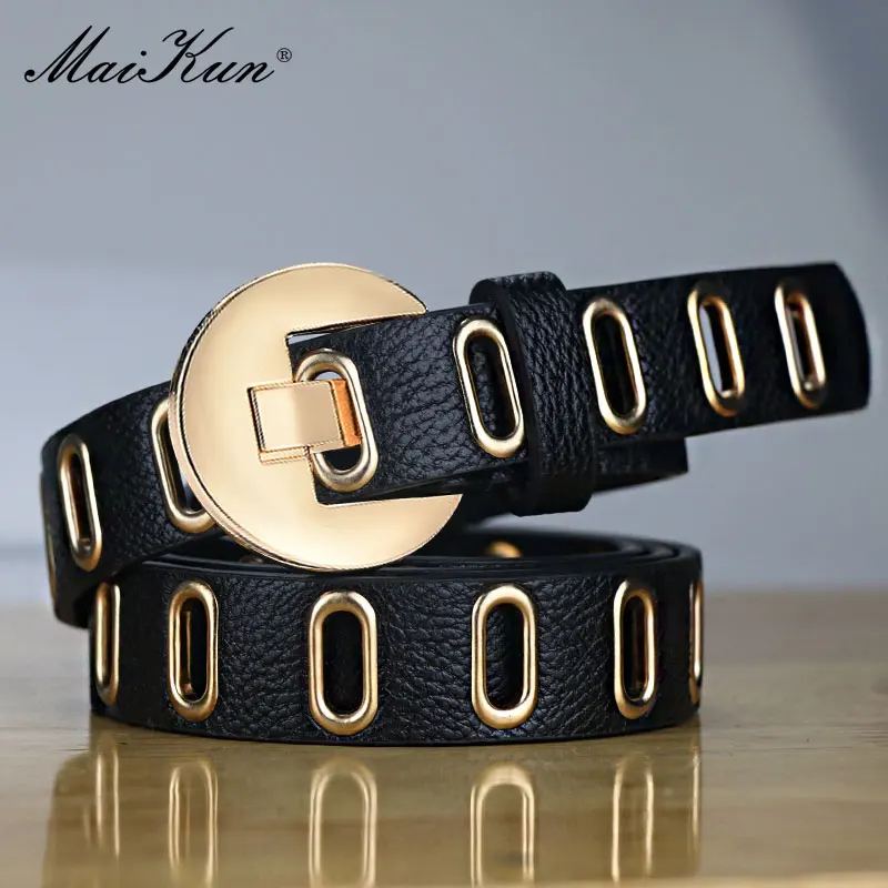 Top Trends: Maikun New Grunge Women Belt Adjustable Hole Grunge Punk Belts For Women Alloy Pin Buckle PU Leather Belt Shoppable Styles