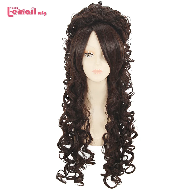 Top Trends: L-email Wig Synthetic Hair Brown Long Curly Cosplay Wigs Curly Brown Cosplay Wig Heat Resistant Halloween Daily Wig Shoppable Styles