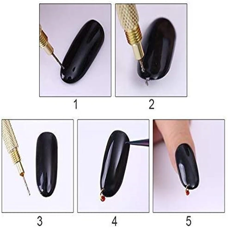 Top Trends: Nail Drill Pack Of 3 For Dangle Charm Art Piercing Tool, Gold Hand Drills For Jewelry Rings For Tips, Acrylic, Gels Decoration Shoppable Styles - Image 3