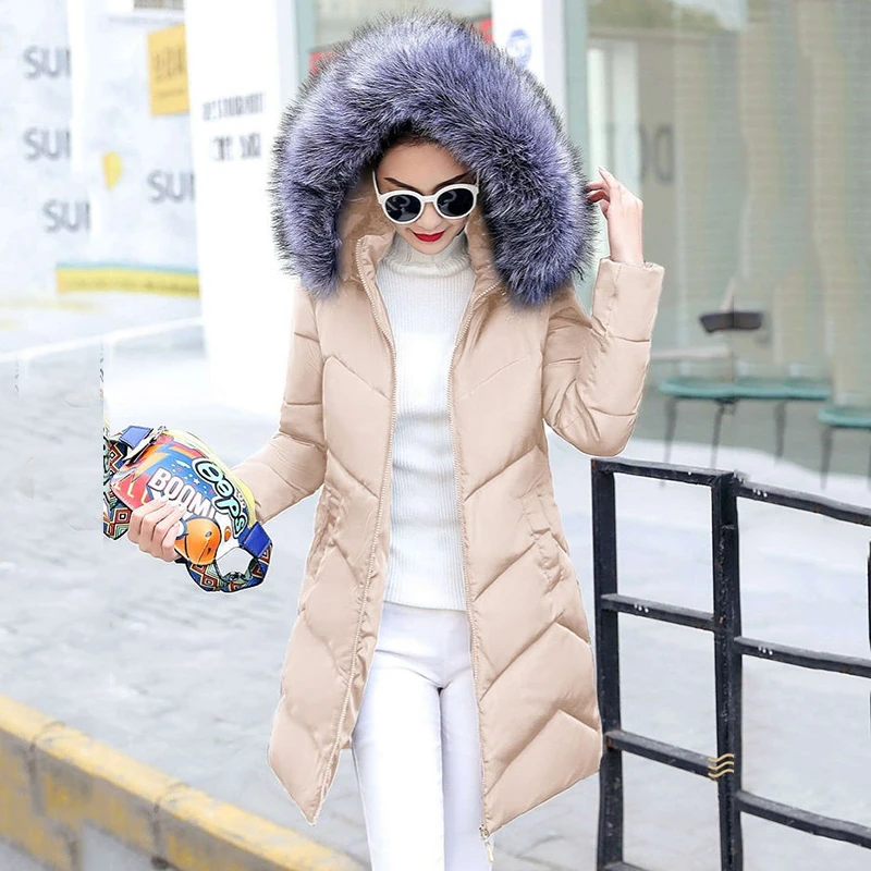 Top Trends: Winter Jacket Women Parkas For Coat Female Fashion Down Jacket With A Hood Large Faux Fur Collar Ladies Coat Warm Winter Outwear Shoppable Styles