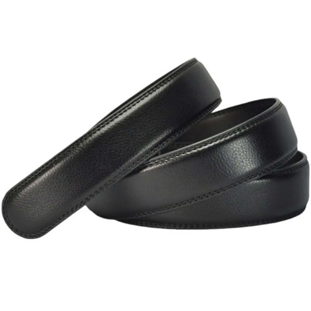 Top Trends: Business Style High Quality PU Leather Men's Automatic Ribbon Black Waist Strap Belt Without Buckle Luxury Belt For Men 120cm Shoppable Styles - Image 4