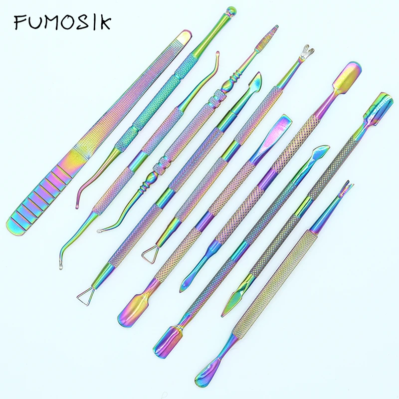 Top Trends: 21 Style Rainbow Stainless Steel Nail Cuticle Pusher Tweezer Nail Art Files UV Gel Polish Remove Manicure Care Groove Clean Tool Shoppable Styles