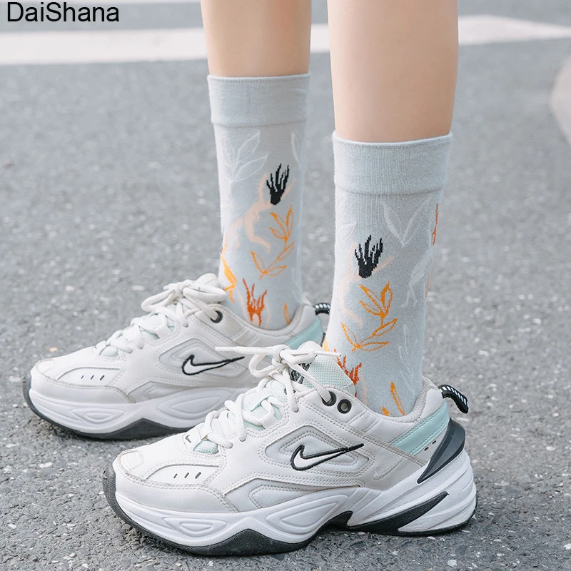 Top Trends: Novelty Happy Funny Women Graphic Socks Combed Cotton Art Abstract Oil Painting Socks French Style Crew Sokken Christmas Gift Shoppable Styles