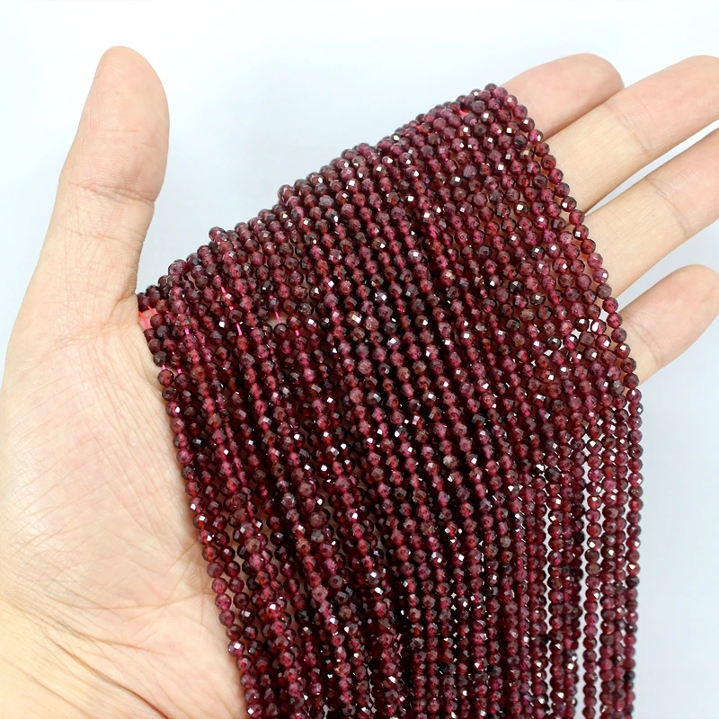 Top Trends: Natural Faceted Red Garnet Tiny Seed Small Loose Round Beads 2 / 3 / 4MM For Jewelry Making DIY Bracelets Necklace Accessories Shoppable Styles