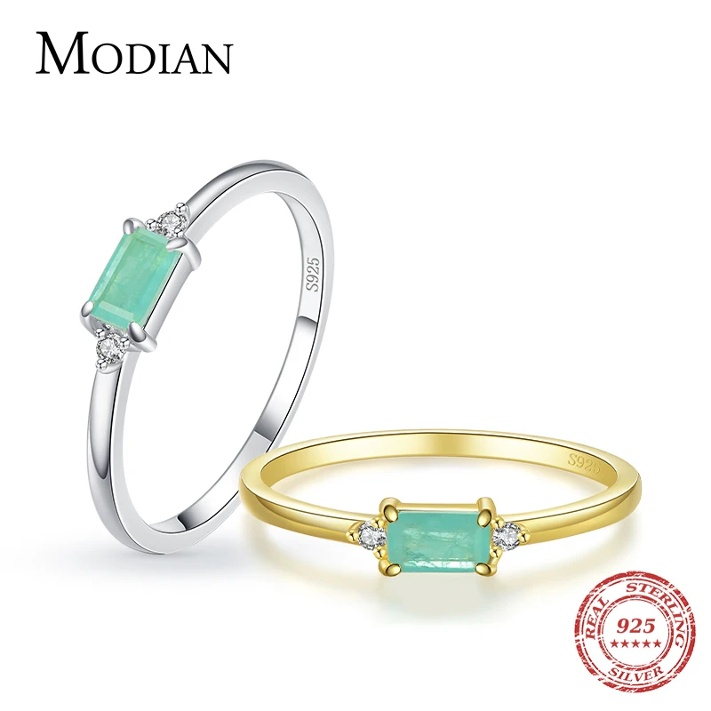 Top Trends: Modian Charm Luxury Real 925 Stelring Silver Green Tourmaline Fashion Finger Rings For Women Fine Jewelry Accessories New Bijoux Shoppable Styles