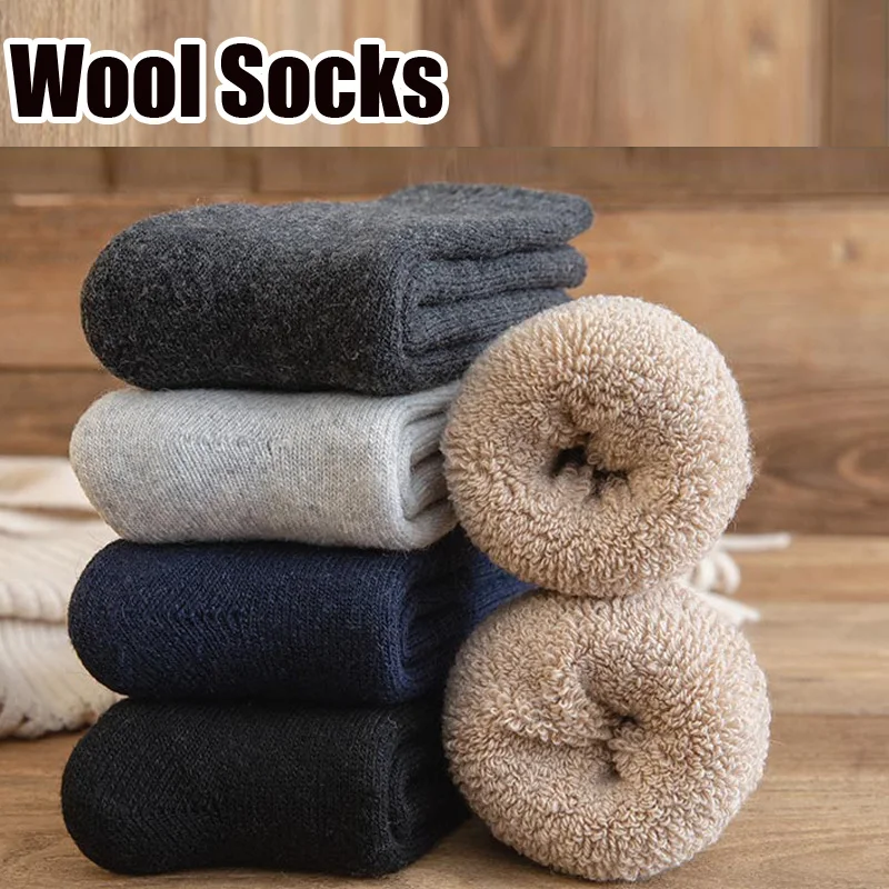 Top Trends: New Men's Super Thick Merino Wool Socks High Quality Men Wool Socks Solid Color Brand Winter Warm Wool Socks Size 38-46 Shoppable Styles