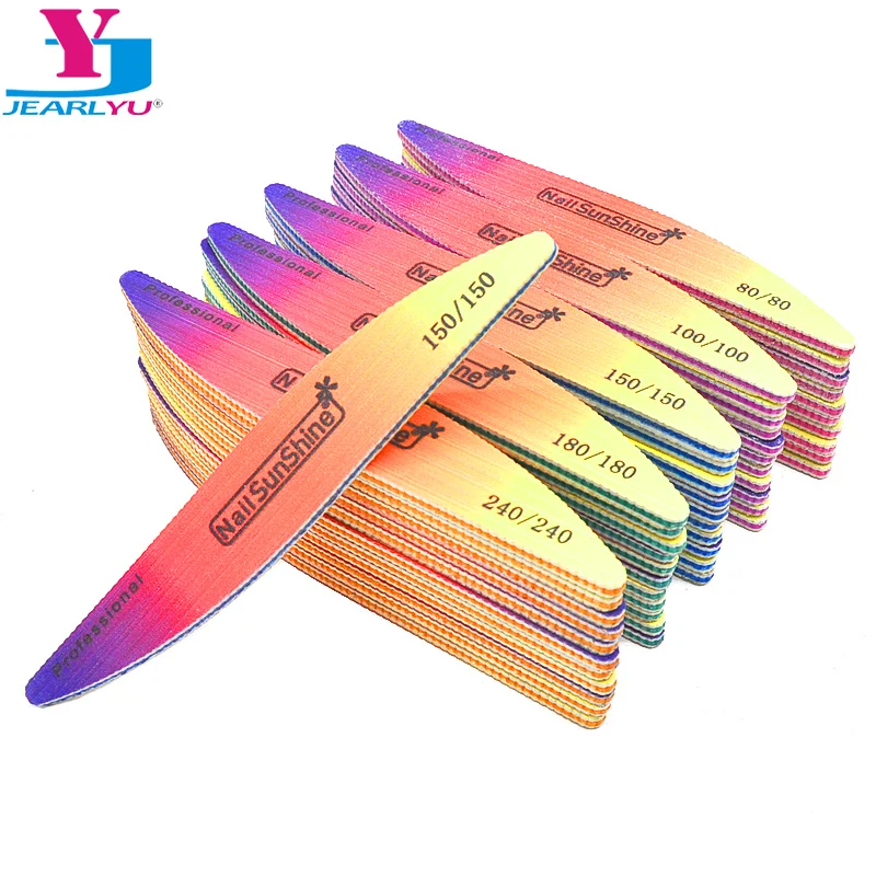 Top Trends: 3 / 5 / 10 Pcs / Lot Rainbow Colorful Sanding Nail Files 80 / 100 / 120 / 180 / 240 Grit Buffing Block Acrylic Nail Accessories Salon Tool Kit Shoppable Styles