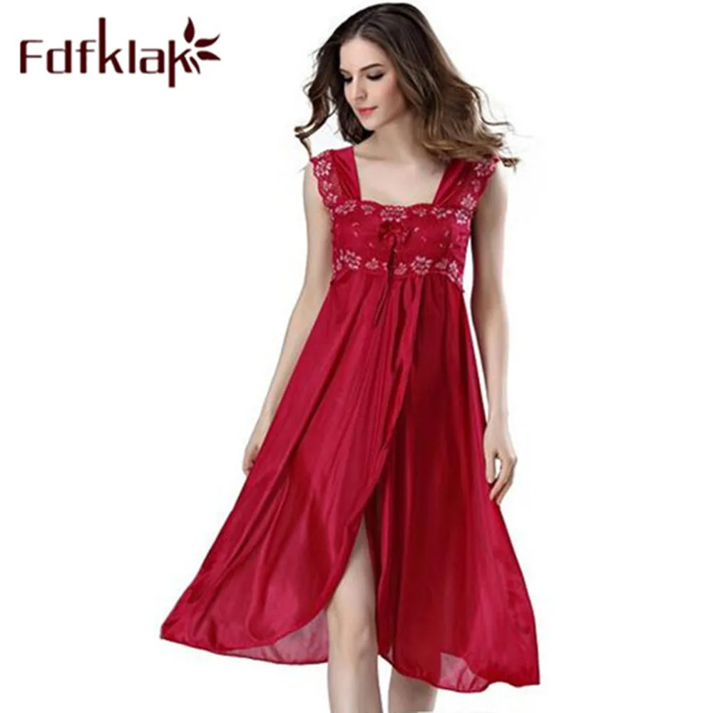 Top Trends: Summer Dress 2024 Lace Sleeveless Lingerie Sexy Women Nightwear Silk Night Gowns Satin Nightgown Sleepwear Red / Black Pink Q134 Shoppable Styles