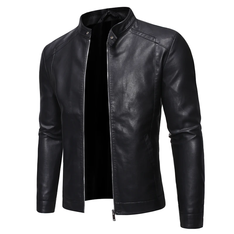 Top Trends: 2023 Autumn New Men&#039;s Casual Fashion Stand Collar Slim PU Leather Jacket Solid Color Leather Jacket Men Anti-wind Motorcycle 5XL Shoppable Styles