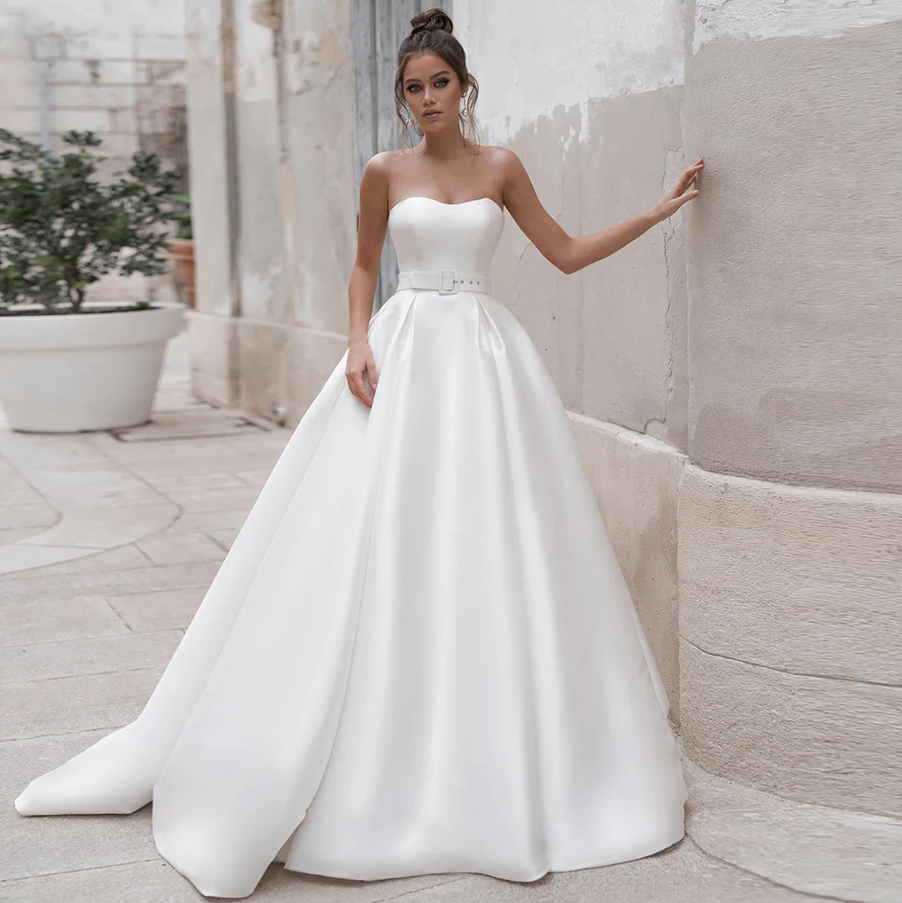 Top Trends: Hot Sale A-Line Wedding Dresses Detachable Appliqued Boat Neck Full Sleeve Draped Sashes 2021 New Floor Length Bridal Gowns Shoppable Styles