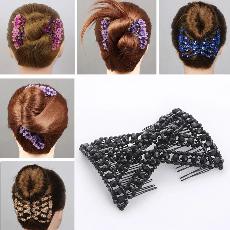 Top Trends: DIY Women Elastic Magic Hair Combs Vintage Hair Clip Claw Bun Maker Tools Hairstyle Fashion Pearl Beads Hairdo Hair Accessories Shoppable Styles