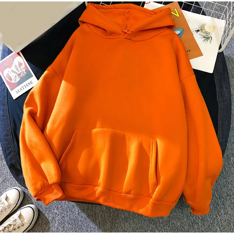 Top Trends: Women Thick Warm Oversized Hoodies Girls Fashion Solid Pullover Long Sleeve Loose Hoodie Teenagers Autumn Winter Sweatshirt New Shoppable Styles