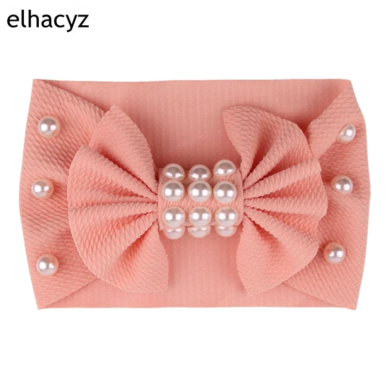 Top Trends: 2024 Trendy Baby Big Bow Headband Pearl Flower Turban Kids Fabric Elastic Hair Band Children Head Wrap Girls Hair Accessories Shoppable Styles