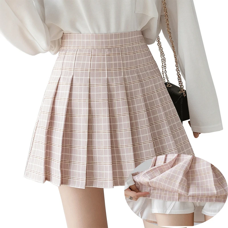 Top Trends: Summer Women Plaid Skirt High Waist Chic Female Pleated Skirts Fashion Harajuku Ladies Mini Skirts Casual Cute Woman Short Skirt Shoppable Styles