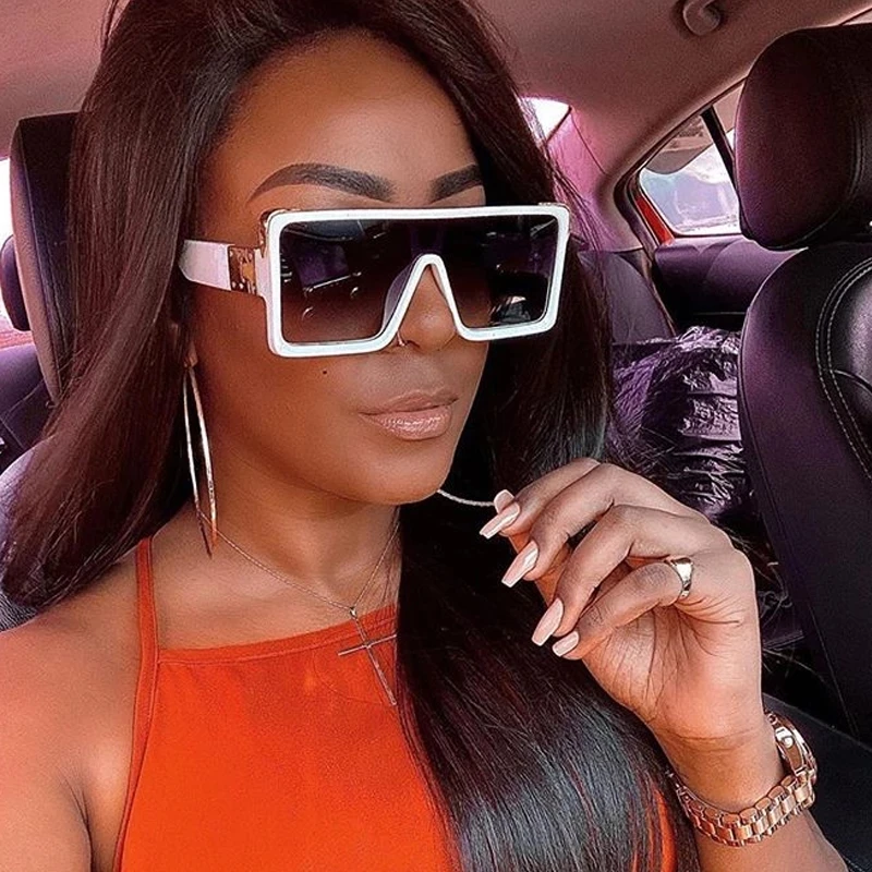 Top Trends: HKNA Vintage Siamese Oversized Sunglasses Women 2022 Luxury Brand Square Sunglasses Women Luxury Shades Women Gafas De Sol Mujer Shoppable Styles