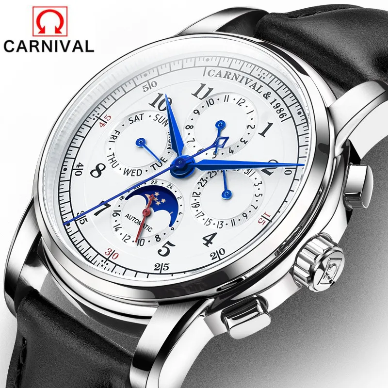 Top Trends: Carnival Brand Military Watch Fashion Luxury Waterproof Moon Phase Automatic Mechanical Watches For Men Clock Relogio Masculino Shoppable Styles