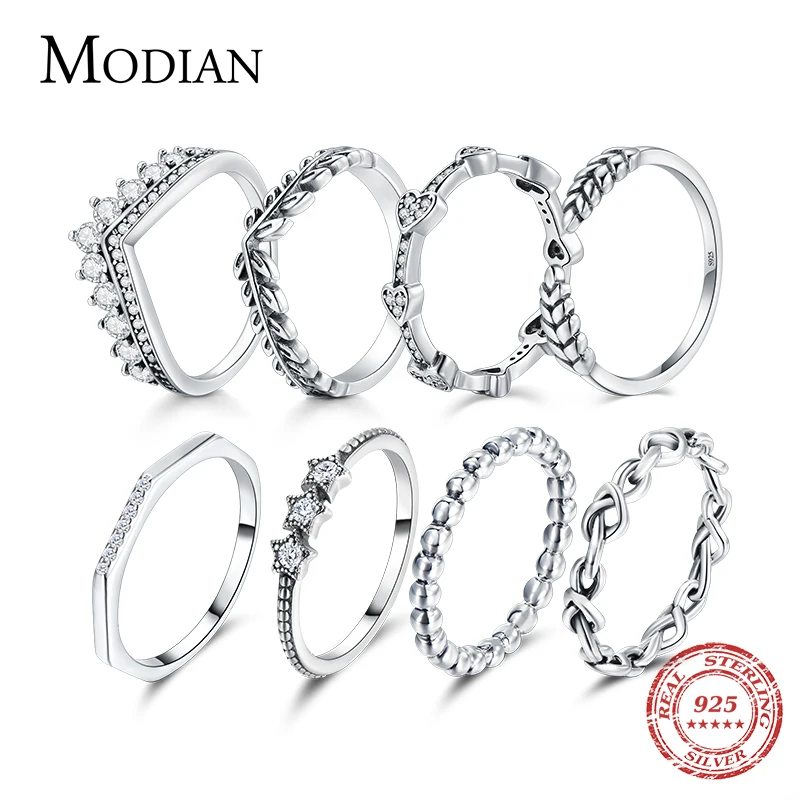 Top Trends: Modian Silver Gold Rose Shining Rings For Women Fashion 100% 925 Sterling Silver Stackable Finger Ring Wedding Statement Jewelry Shoppable Styles