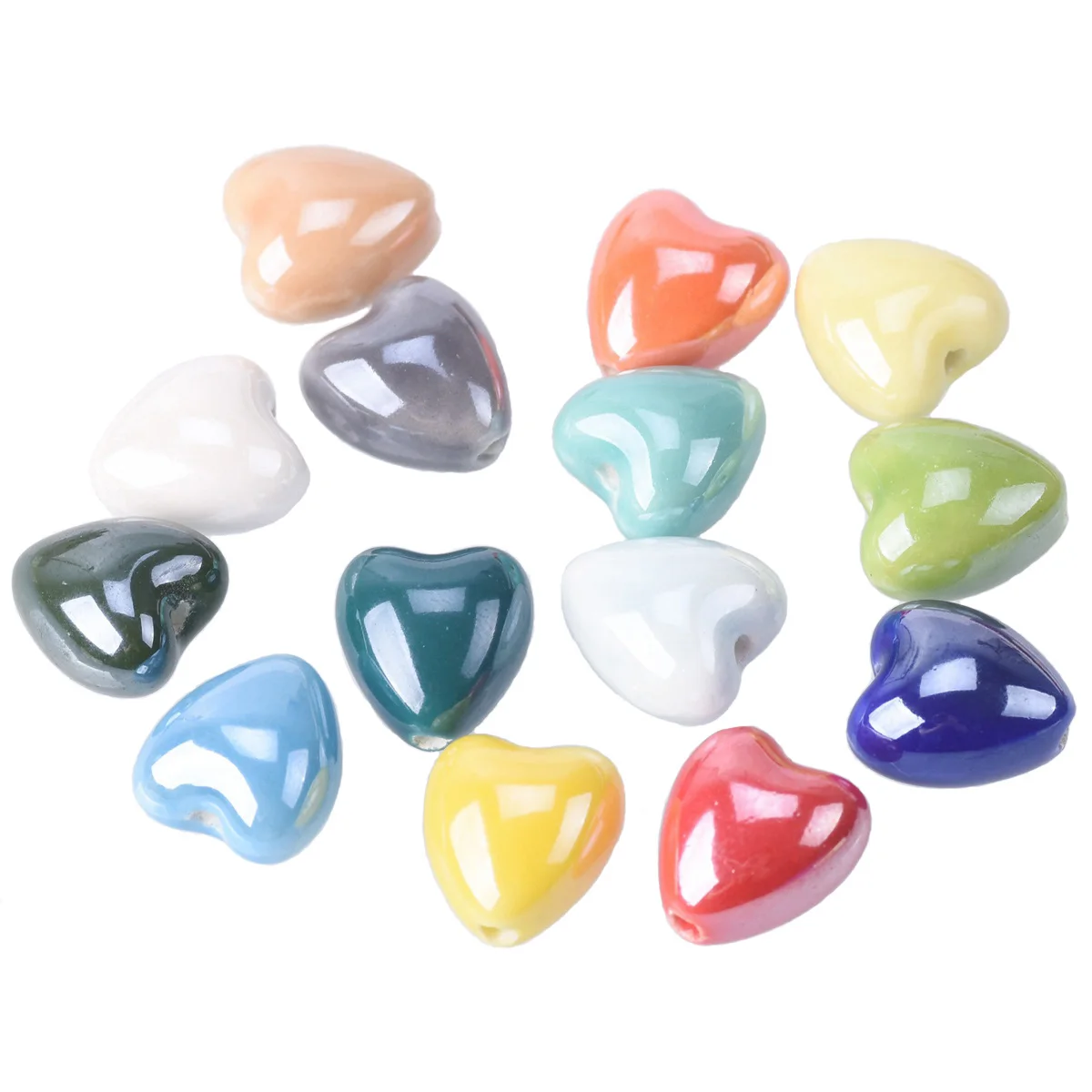 Top Trends: 10pcs 12mm Heart Shape Shiny Glossy Glazed Ceramic Porcelain Loose Beads Lot For Jewelry Making DIY Crafts Shoppable Styles