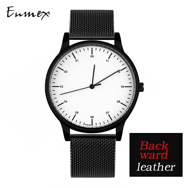 Top Trends: Gift Enmex Backward Wristwatch Creative Design Reversal Time Simple Styleanti-clockwise Casual Quartz Left-hand Watch Shoppable Styles