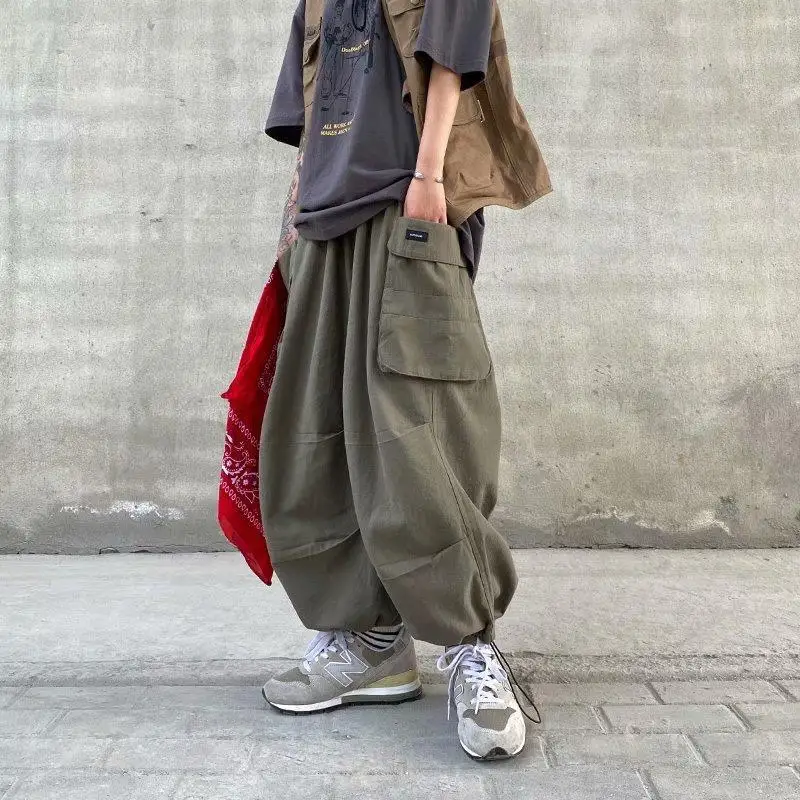 Top Trends: Y2k Baggy Cargo Pants 100% Cotton Joggers Streetwear Ankle-Length Casual Harem Long Trousers Men Wide Leg Oversize 2023 New Shoppable Styles