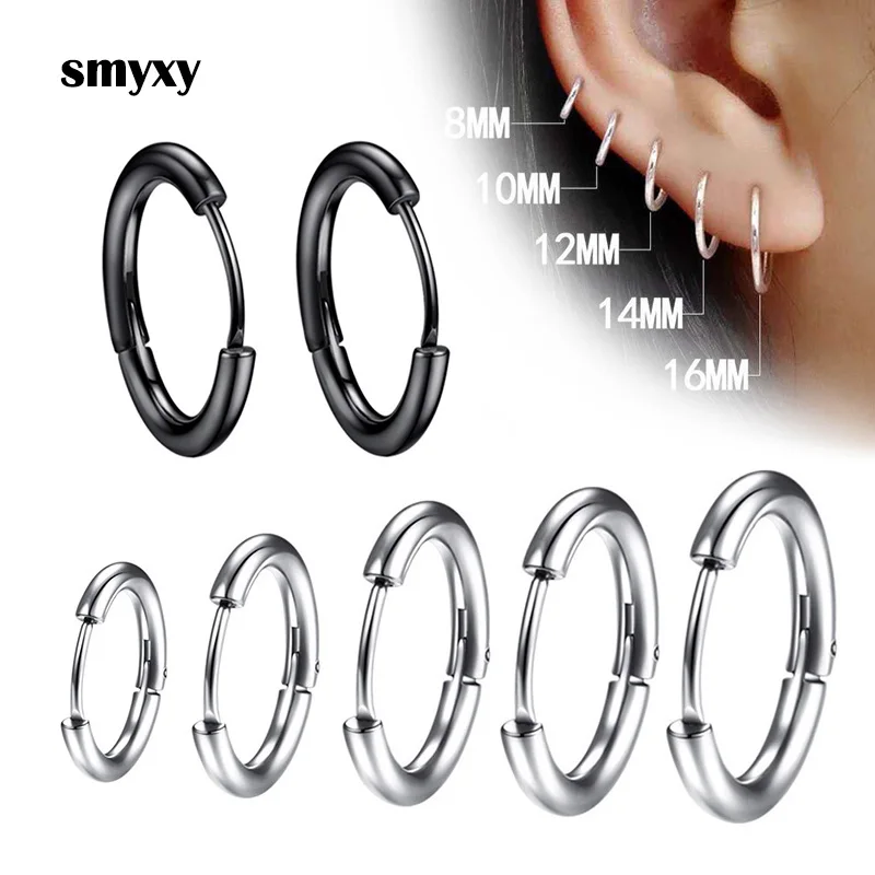 Top Trends: 1 Pair Women / Man Stainless Steel Small Hoops Earring Piercing Ear Cartilage Tragus Simple Thin Circle Anti-allergic Ear Buckle Shoppable Styles