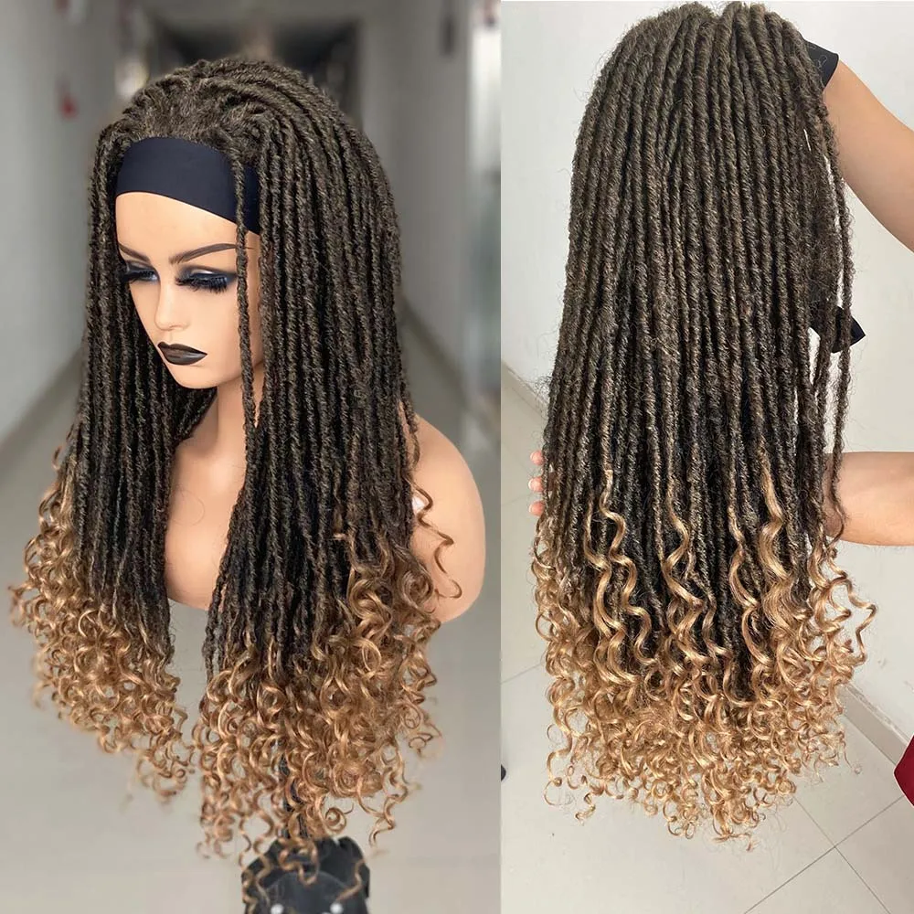 Top Trends: 26 Inch Long Ombre Headband Dreadlock Wig Synthetic Hair Crochet Braid Wig Heat Resistant Wigs For Black Women Men In Daily Shoppable Styles