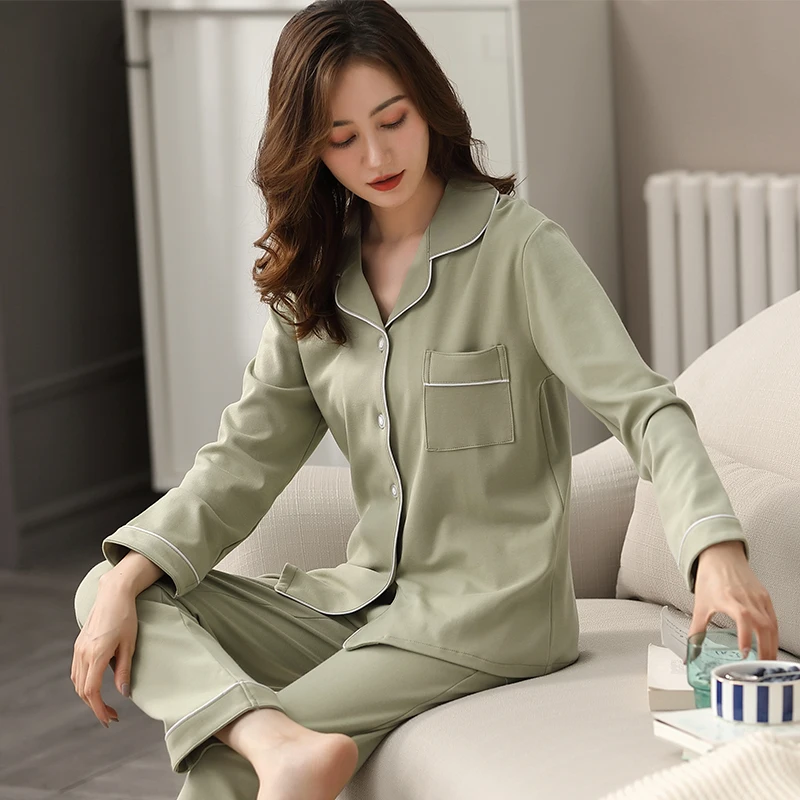 Top Trends: Women 100% Cotton Pajamas For Women Spring Green Sleepwear Ladies Dormir Pijamas Mujer Bedroom Home Clothes Pure Cotton Pyjamas Shoppable Styles