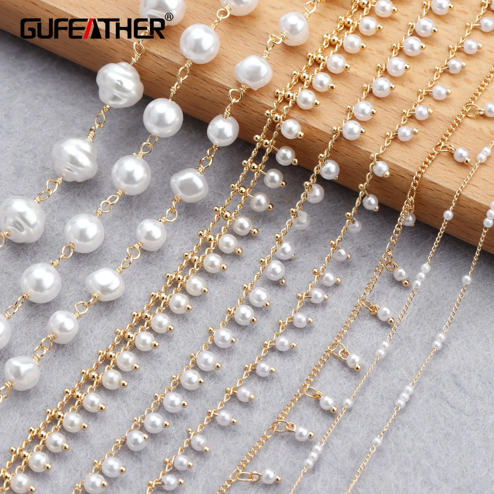 Top Trends: GUFEATHER C179, diy Chain, pass REACH, nickel Free, 18k Gold Plated, copper, plastic Pearl, diy Bracelet Necklace, jewelry Making, 1m / lot Shoppable Styles