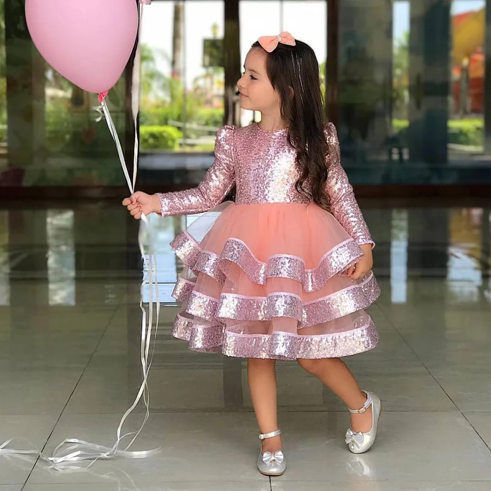 Top Trends: Cute Baby Girl Party Dress Pageant Gowns Pink Sequin Tiered Tulle Cupcake Es Flower Shoppable Styles