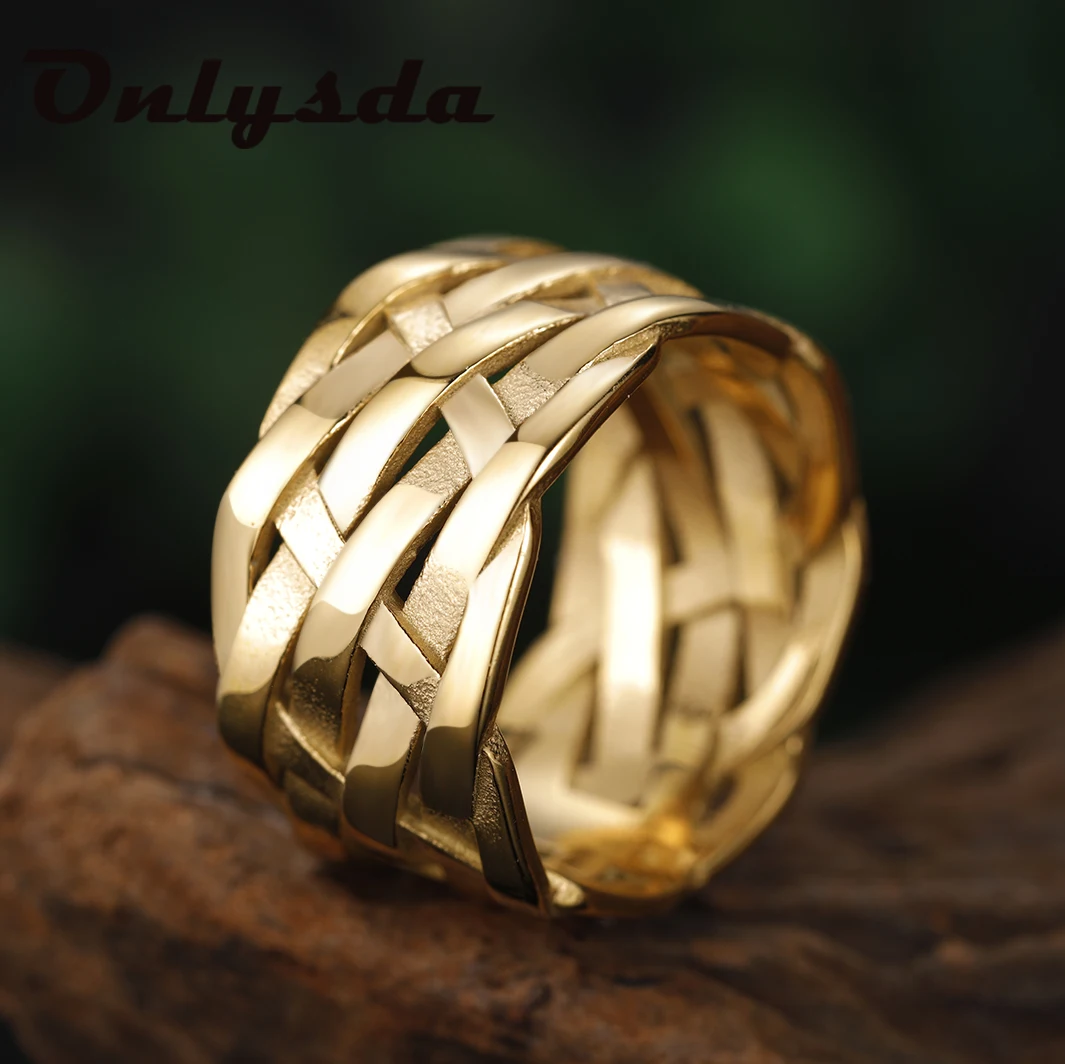 Top Trends: Onlysda Vintage Weave Viking Symbols Stainless Steel Mens Women Rings Simple For Girl Boyfriend Jewelry Creativity Party Gift Shoppable Styles