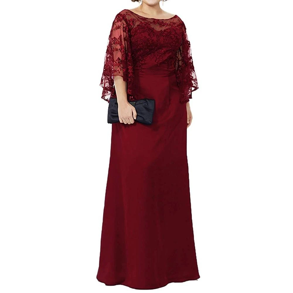 Top Trends: Long Sleeve Lace Top Plus Size Mother Of The Bride Dress Floor Length Long Column Women Formal Evening Gowns Mother Of Groom Shoppable Styles