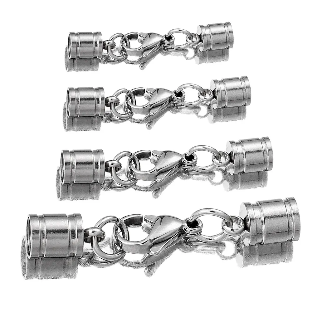 Top Trends: 5pcs Lot 2 3 4 5 6mm Lobster Clasp Stainless Steel Clasps Tone Buckle Leather Cord Lock For DIY Bracelet Jewelry Making Supplies Shoppable Styles