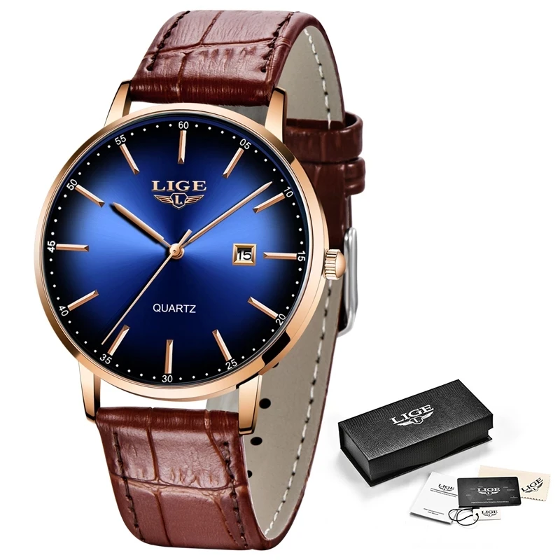 Top Trends: LIGE Womens Sport Watches Top Brand Fashion Casual Luxury Brown Leather Waterproof Wristwatch For Lady Quartz Wristwatch+ Box Shoppable Styles - Image 6