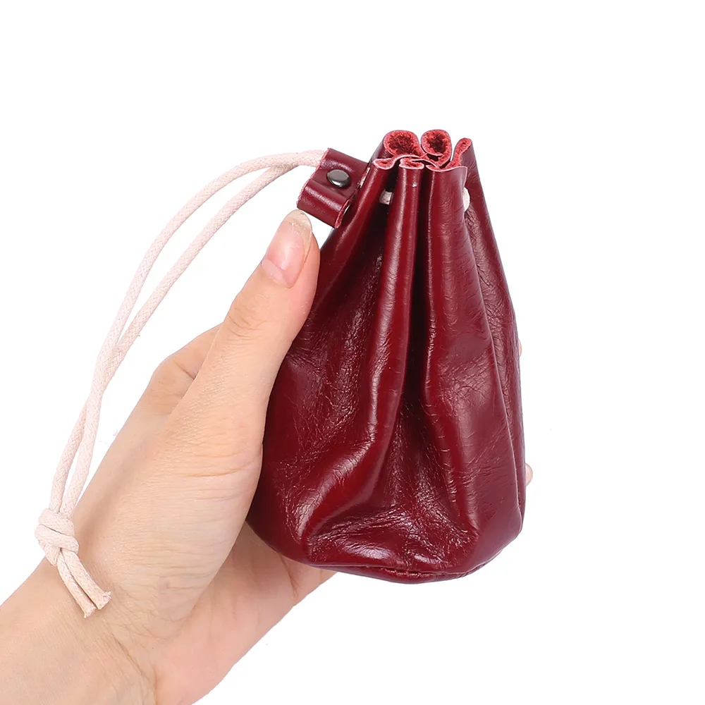 Top Trends: Vintage Genuine Leather Coin Purse Male Woman Oil Wax Cowhide Small Mini Wallet Coin Lipstick Storage Pocket Headset Pouch Bag Shoppable Styles