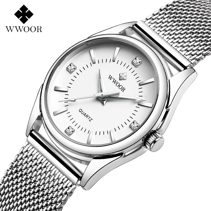 Top Trends: WWOOR Small Watch Women Luxury Brand Everyday Dress Bracelet Watches Silver Stainless Steel Diamond Wrist Watch For Women Clocks Shoppable Styles