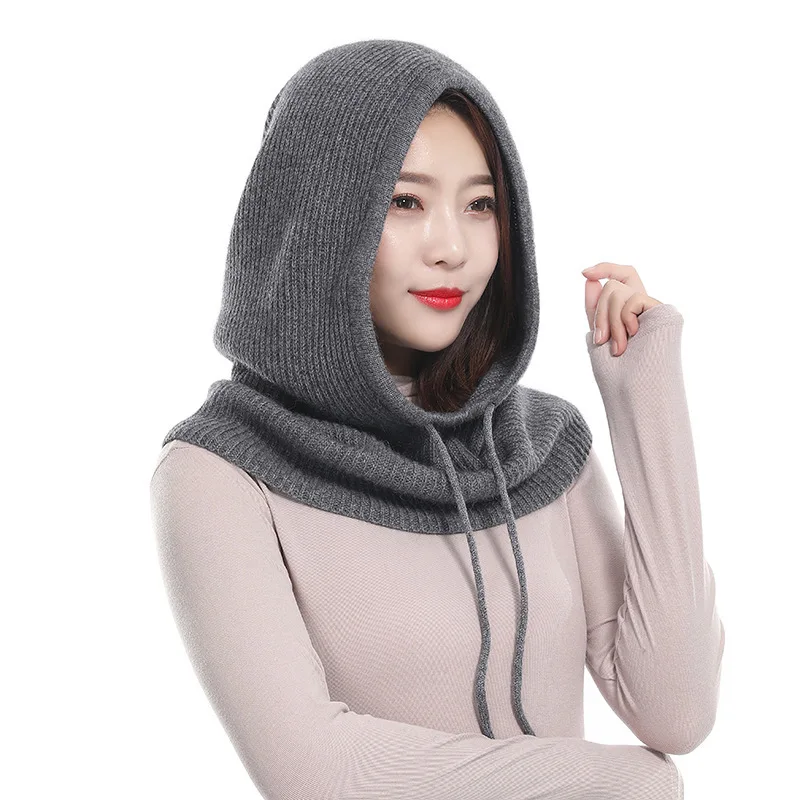 Top Trends: Women Winter Hat Female Knitted Hooded Scarf For Women Windproof Warm Windproof Wool Cap Shoppable Styles