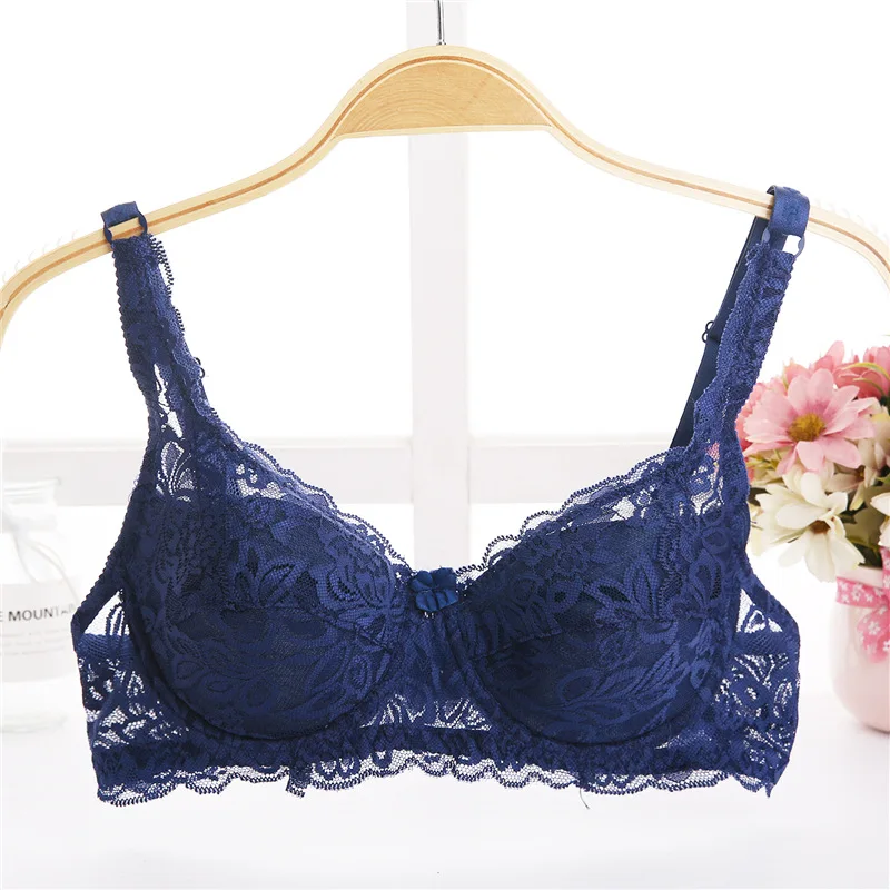 Top Trends: Big Size Lace Floral Embroidery Bra Big Thin Cup Push Up Bra For Women Sexy Lingerie Comfortable Adjustable T Shirt Lady Bra Shoppable Styles