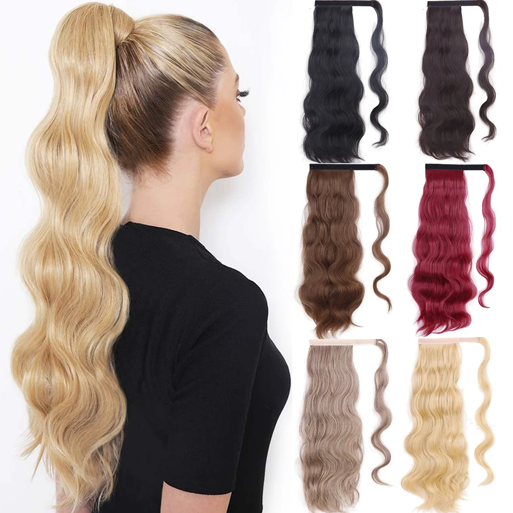 Top Trends: MERISI Synthetic Ponytail Long Hollywood Wave Ponytail Wrap Around Body Wave Clip In Hairpiece Blonde Wave Ponytail For Women Shoppable Styles