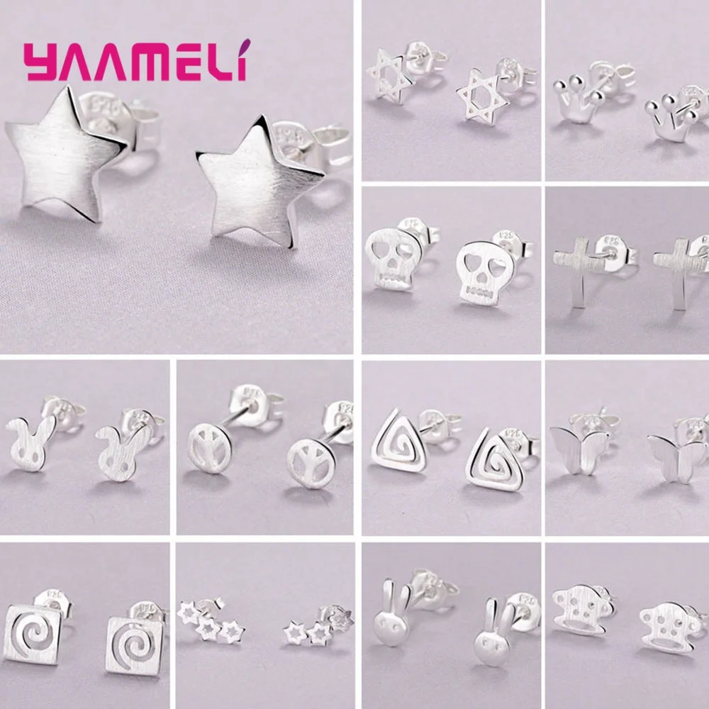 Top Trends: 925 Sterling Silver Ear Brincos Pendientes Stud Earrings For Woman Girl Party Accessory Fashion Jewelry Animal Cross Star Design Shoppable Styles